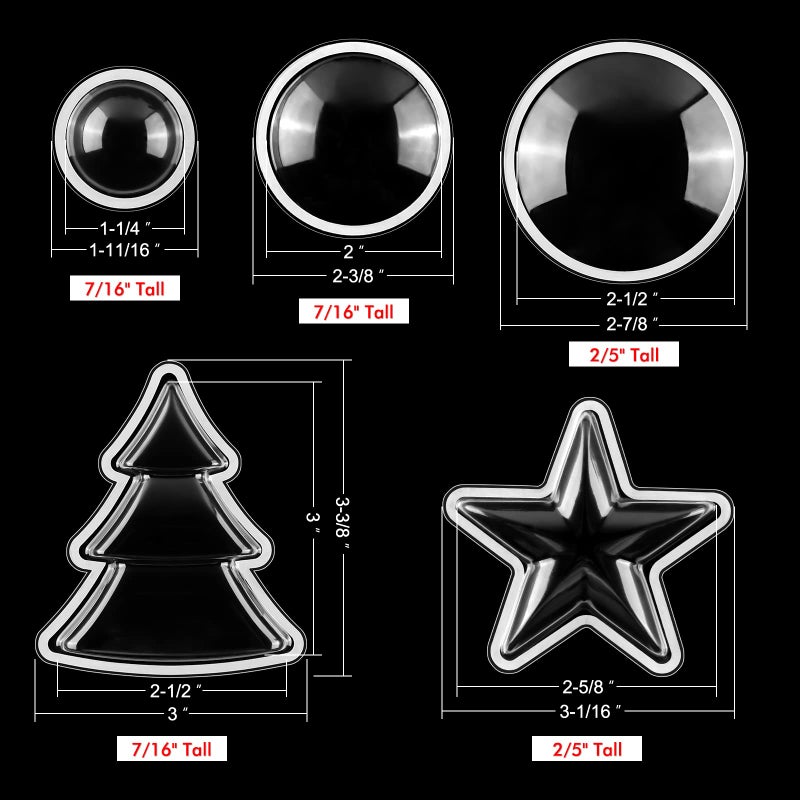 CYFUN DESIGN 50 Pcs Circle Stars Christmas Trees Shaker Domes for Card Making, 5 Shape Peel-Away Adhesive Clear Plastic Dimensional Domes for Shaker Card Paper Crafting Shaker Window Blister Puffy Shaker Covers - Image 3